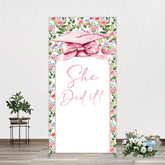 Lofaris Floral Pink Bachelor Cap She Did It Grad Rectangle Backdrop